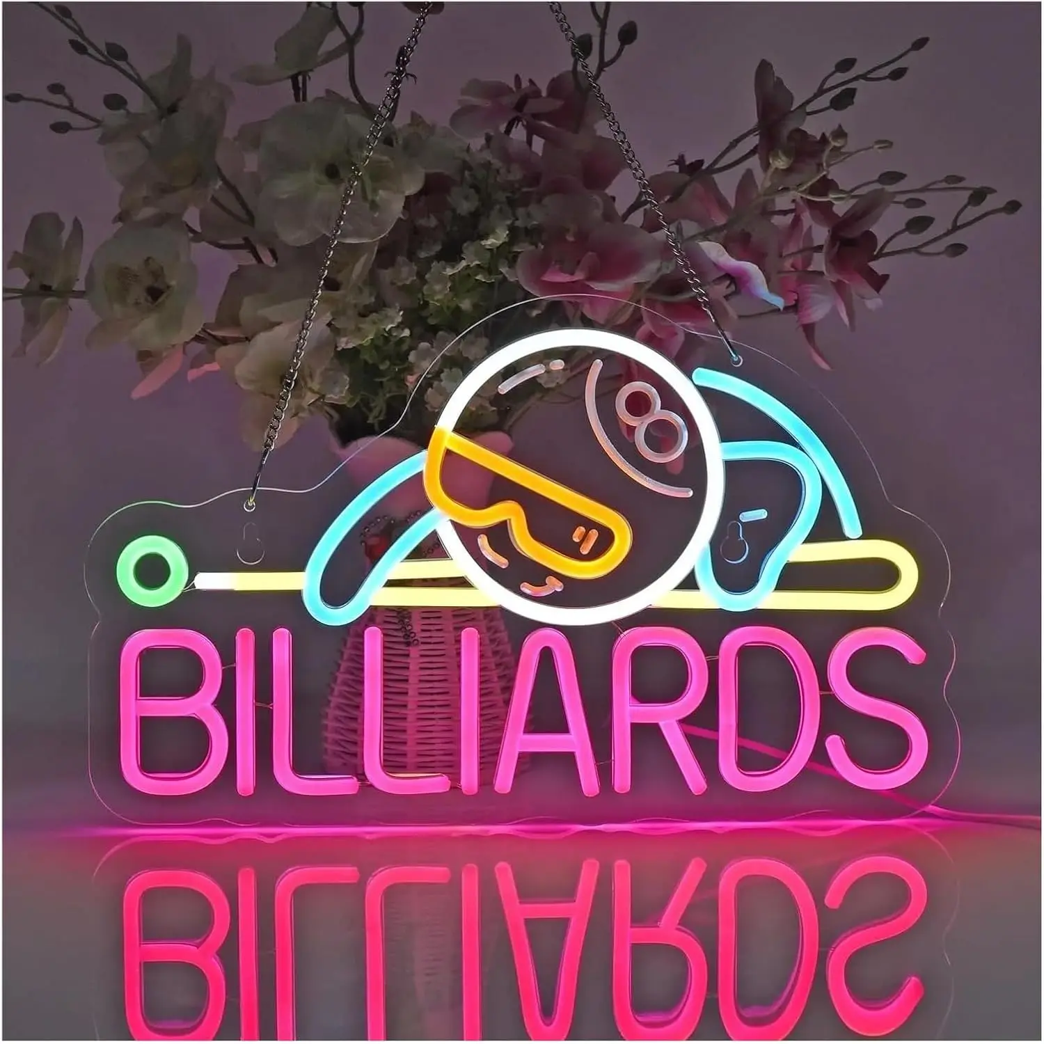 Billiards 8 Ball LED Neon Sign - Outdoor Sports Hall ulasan dan harga