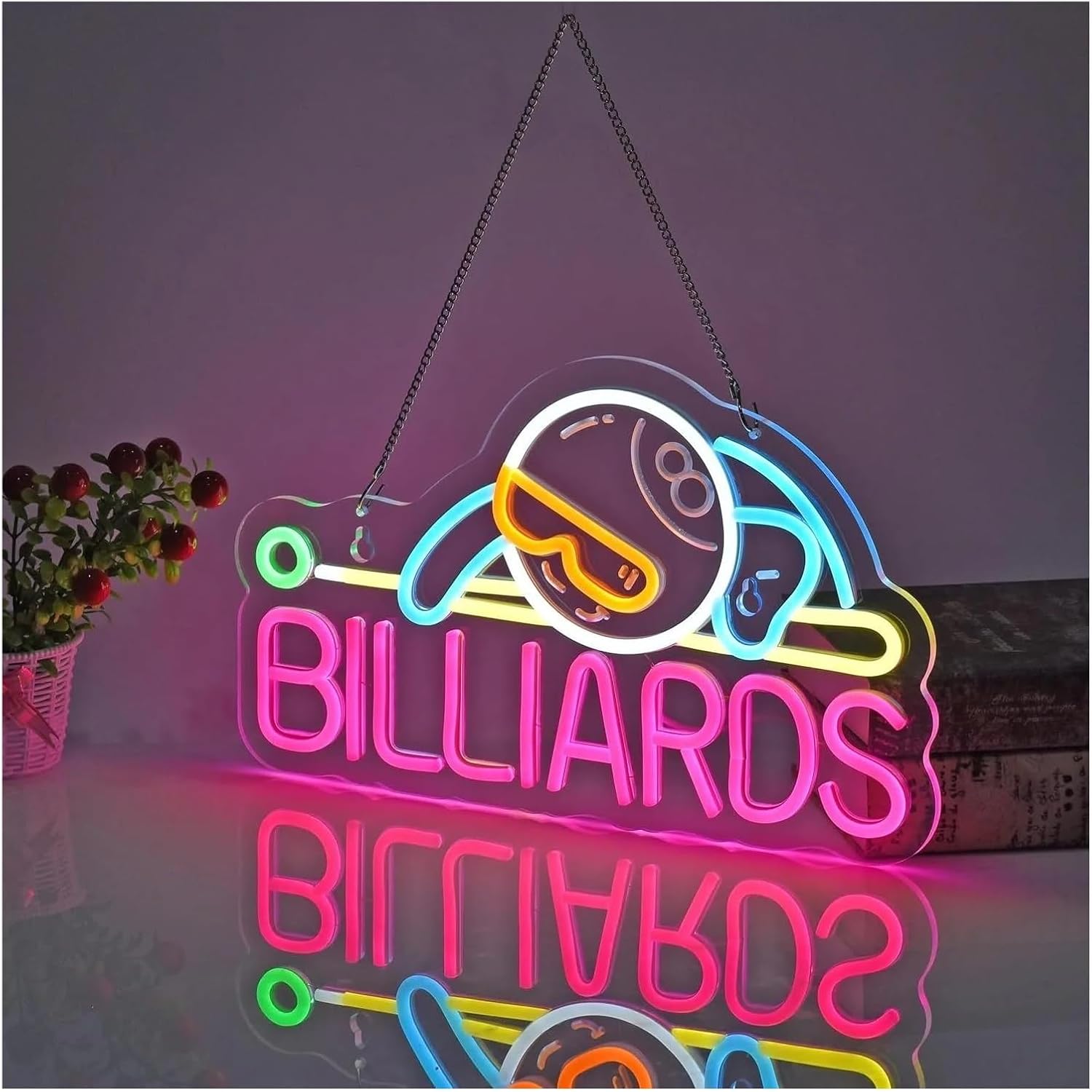 Billiards 8 Ball LED Neon Sign - Outdoor Sports Hall ulasan dan harga
