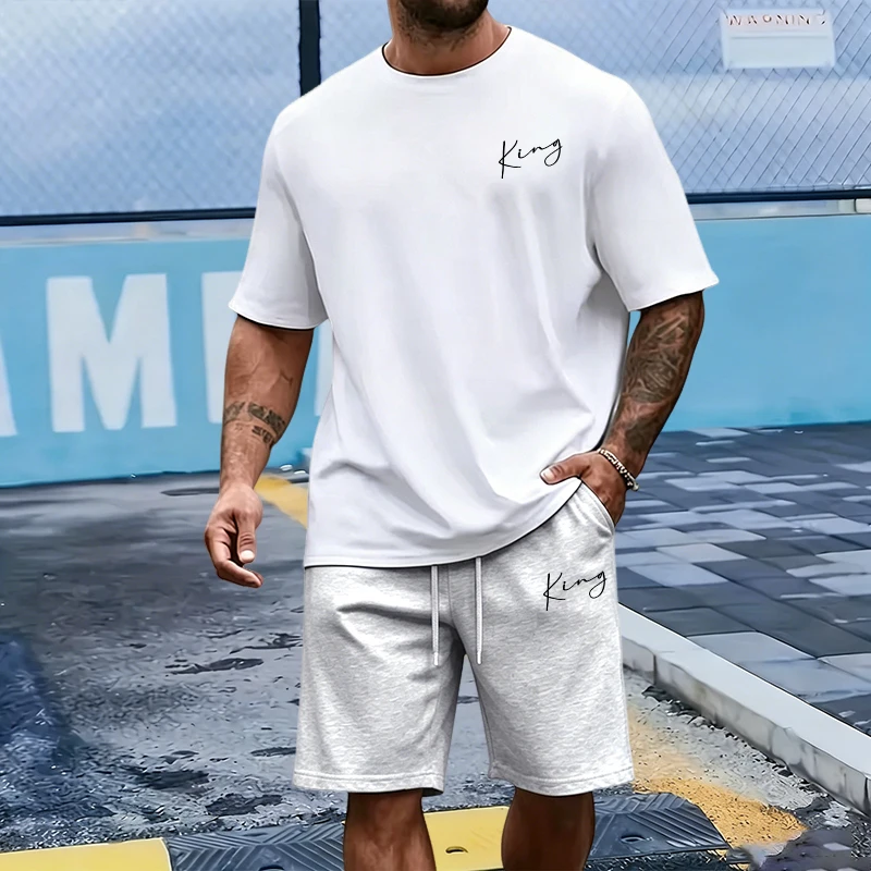 King Letter Men's Set Cotton T - Outdoor Sports Outfit ulasan dan harga