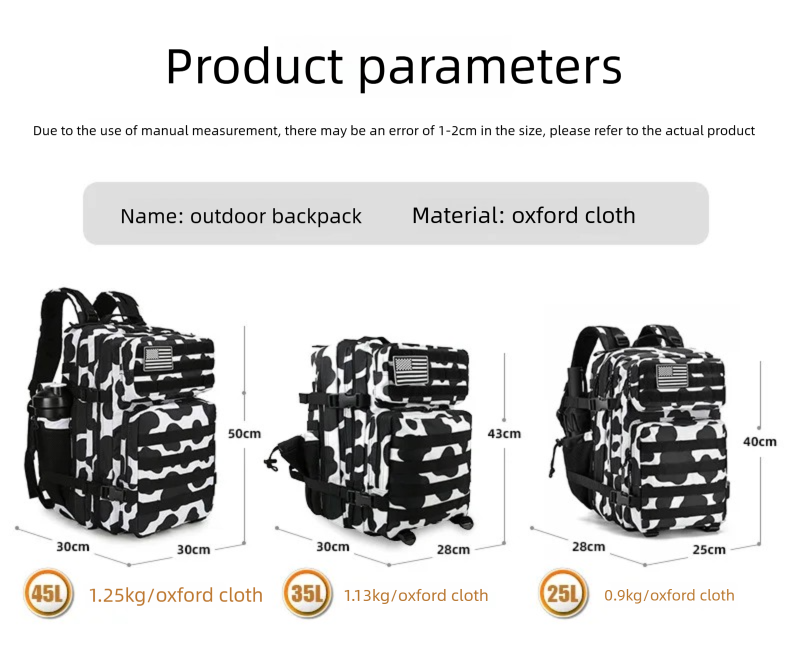45L/35L/25L Tactical Backpack  - Outdoor Sport Backpack ulasan dan harga